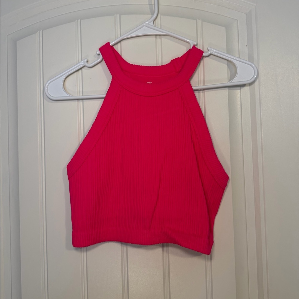 Aerie Bright Pink Ribbed Crop Top